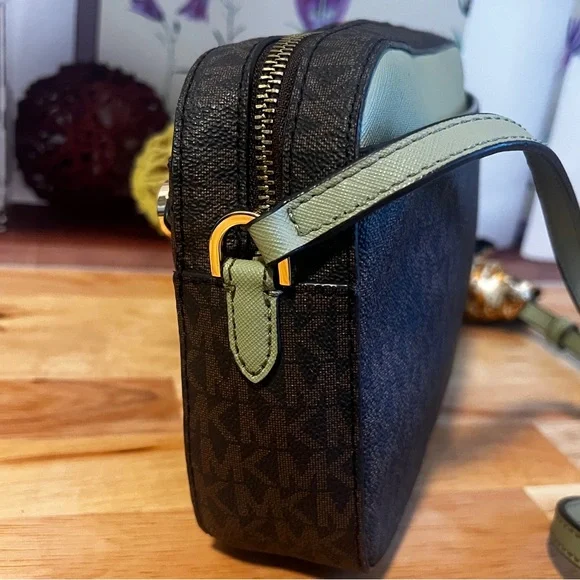 Michael Kors Jet Set Brown & Sage Green Signature Crossbody Bag - Picture 4 of 15
